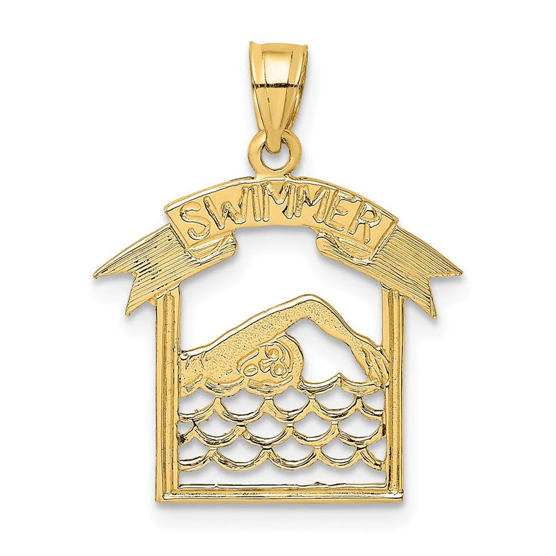 14K Gelbgold Swimmer in Rahmen Charm