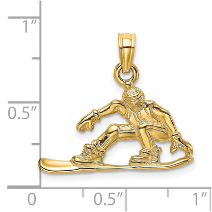 14K Gelbgold Snowboarder-Charm