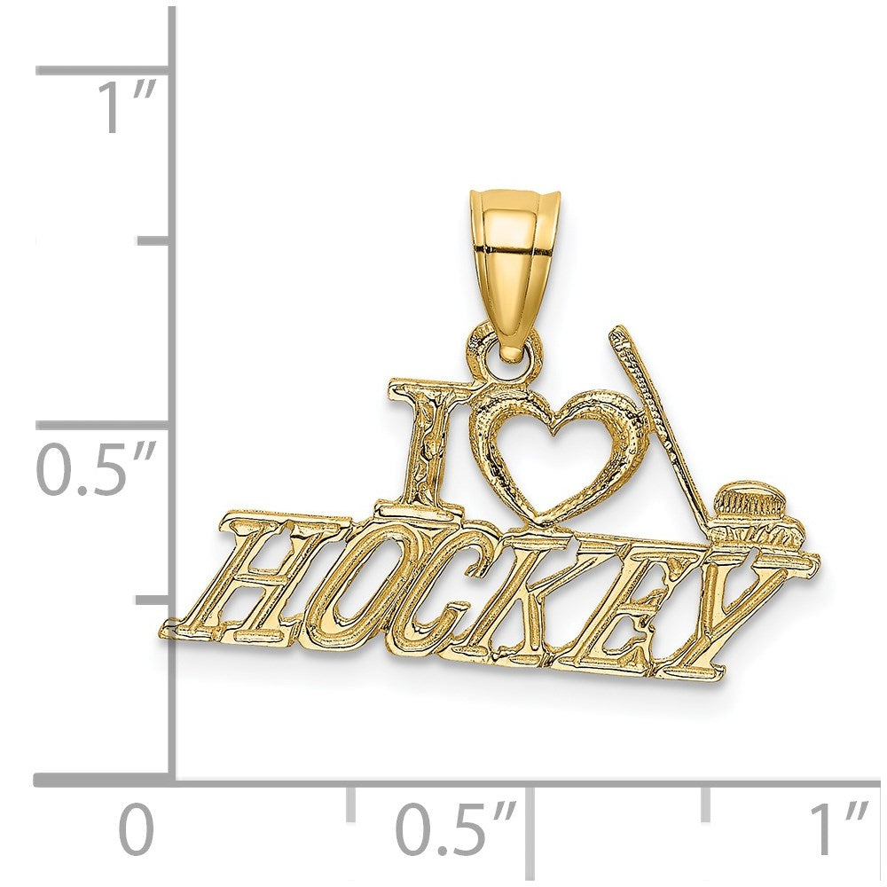 14K Gelbgold I Liebe Hockey Charm