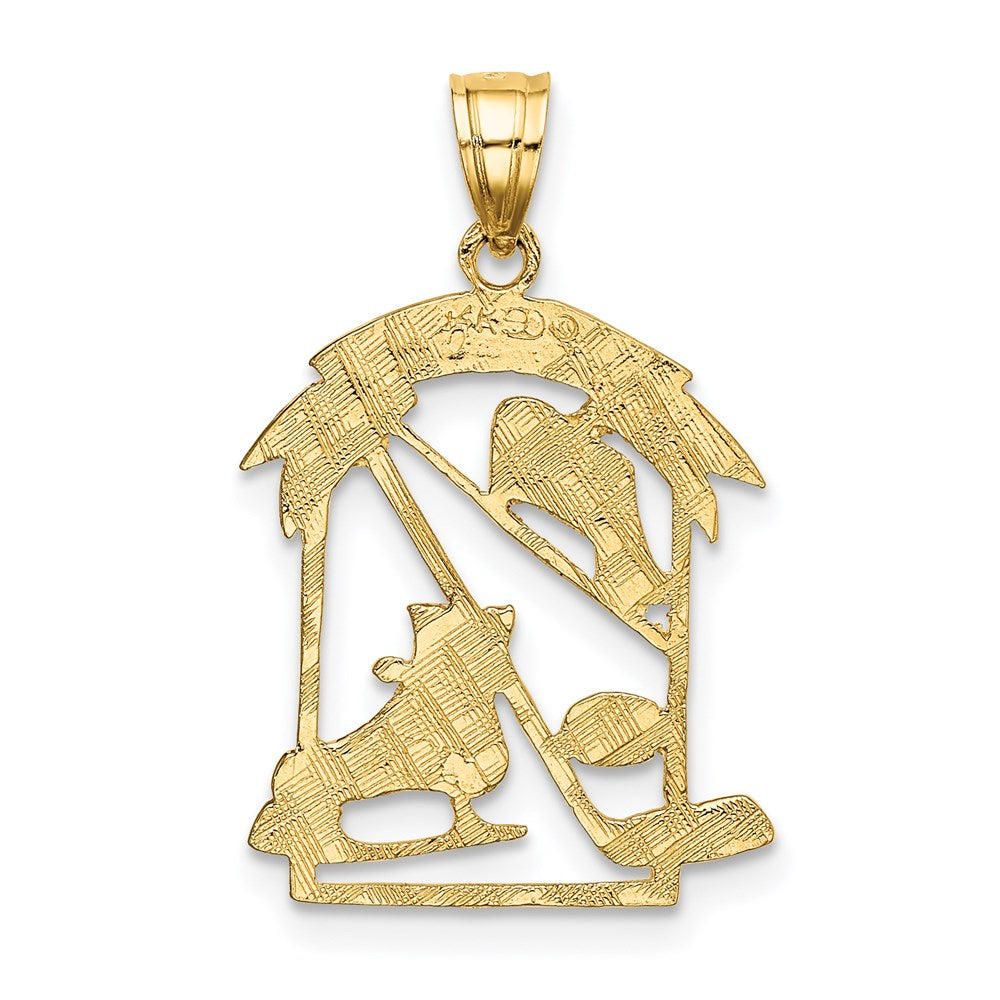 14K Gelbgold Hockey Story Framed Charm