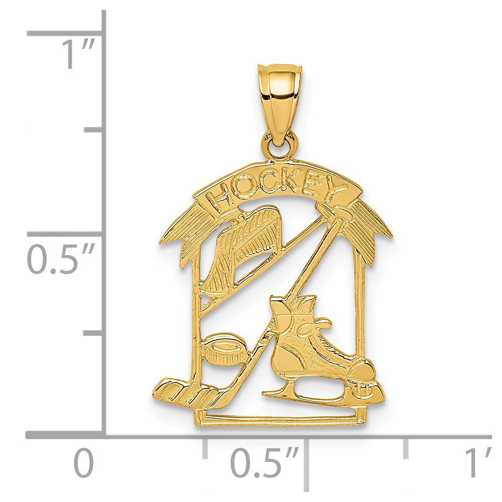 14K Gelbgold Hockey Story Framed Charm