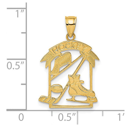 14K Gelbgold Hockey Story Framed Charm