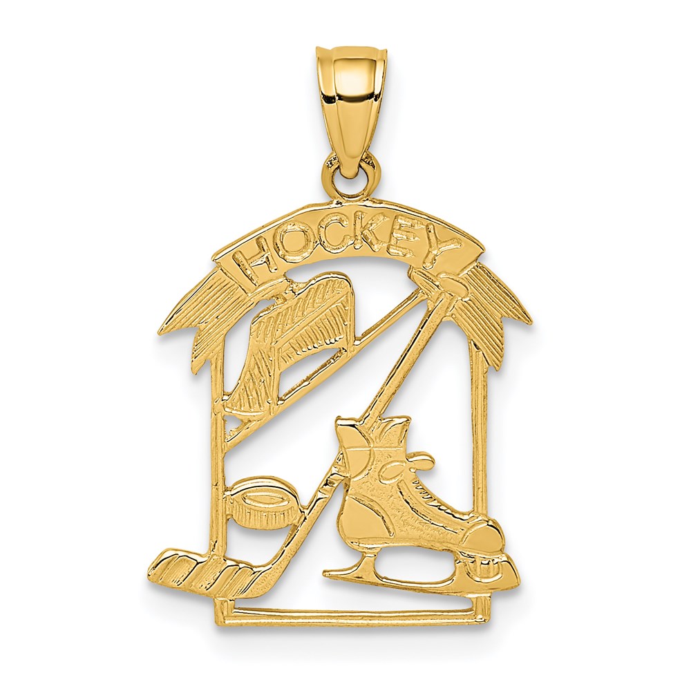 14K Gelbgold Hockey Story Framed Charm