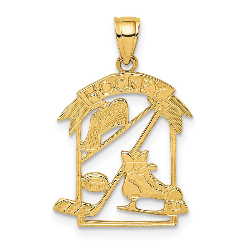 14K Gelbgold Hockey Story Framed Charm