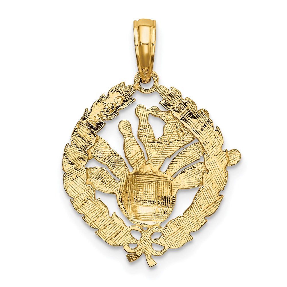 14K Gelbgold Bowling-Geschichte im Blattkreis-Charm