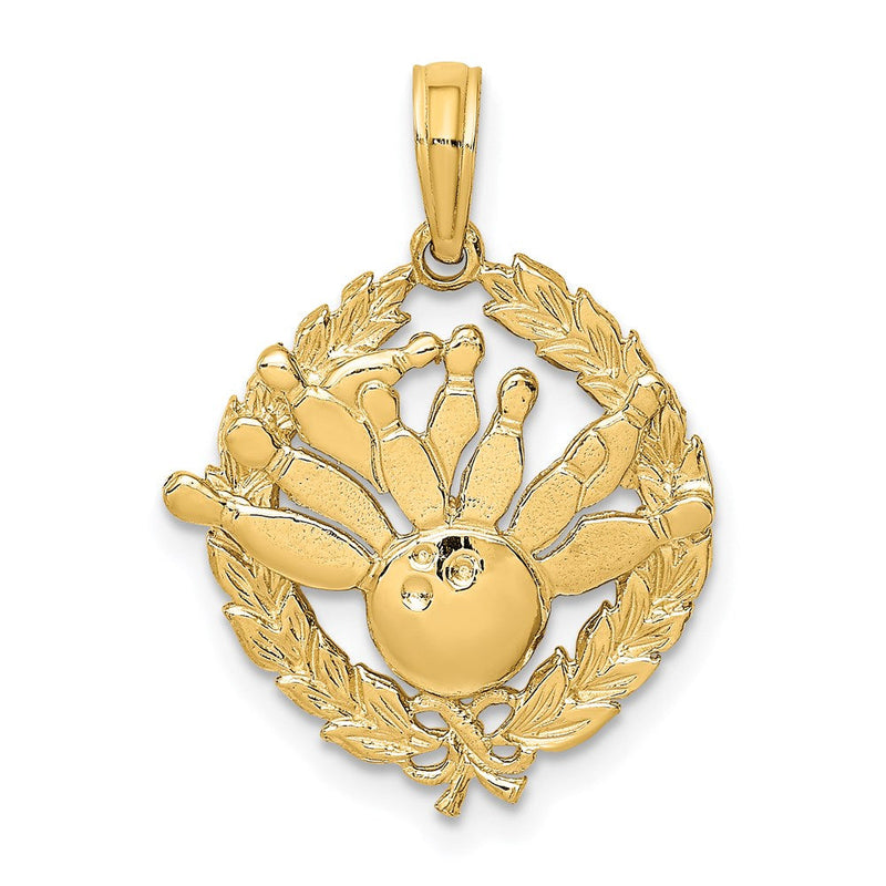 14K Gelbgold Bowling-Geschichte im Blattkreis-Charm