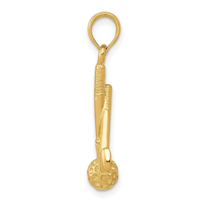 14K Gelbgold 3D-Kleeblätter-und-Kugel-Anhänger