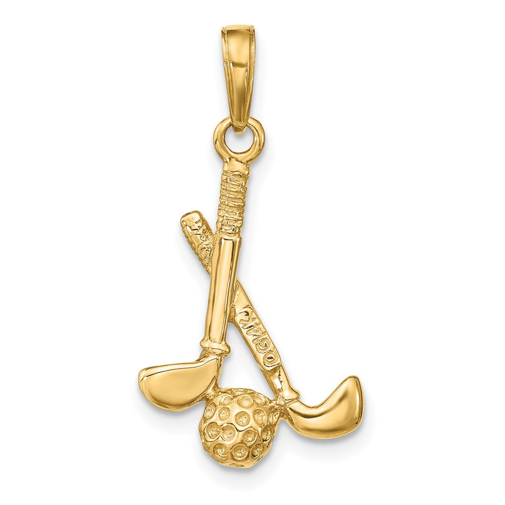 14K Gelbgold 3D-Kleeblätter-und-Kugel-Anhänger
