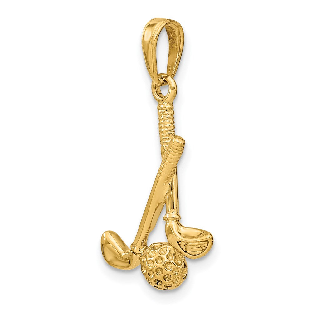 14K Gelbgold 3D-Kleeblätter-und-Kugel-Anhänger