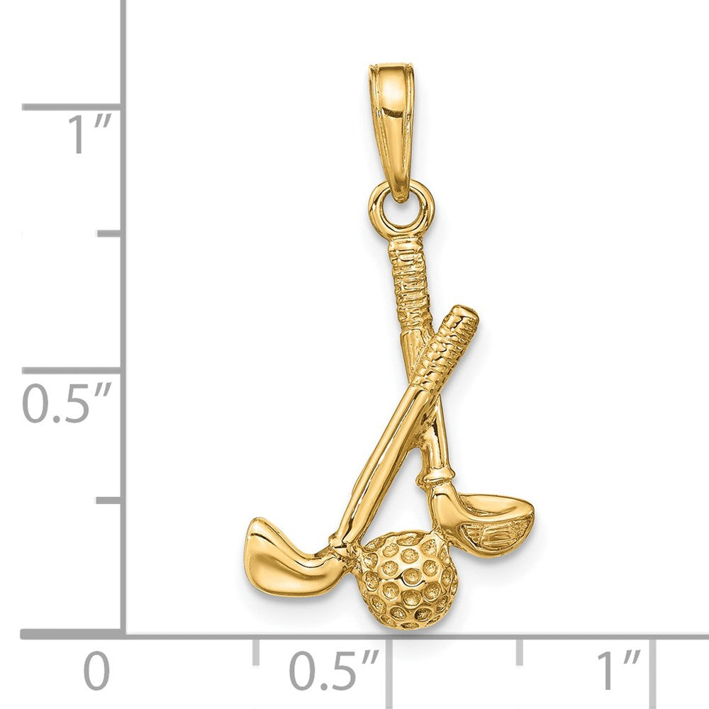 14K Gelbgold 3D-Kleeblätter-und-Kugel-Anhänger