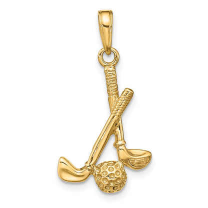 14K Gelbgold 3D-Kleeblätter-und-Kugel-Anhänger