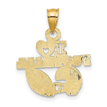 14K Gelbgold I Herz Football Charm