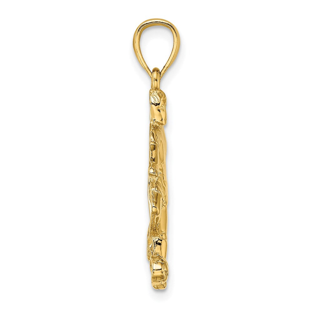 14K Gelbgold Charm Junge Fußballspieler mit Ball laufend