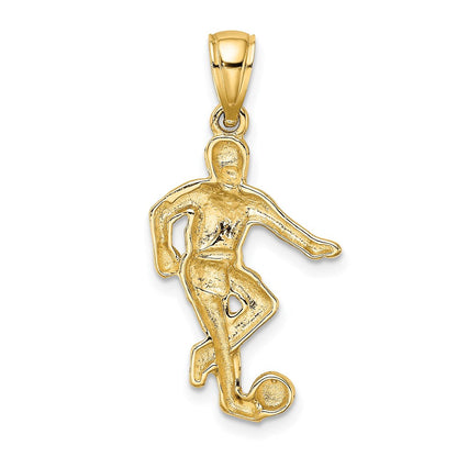 14K Gelbgold Charm Junge Fußballspieler mit Ball laufend