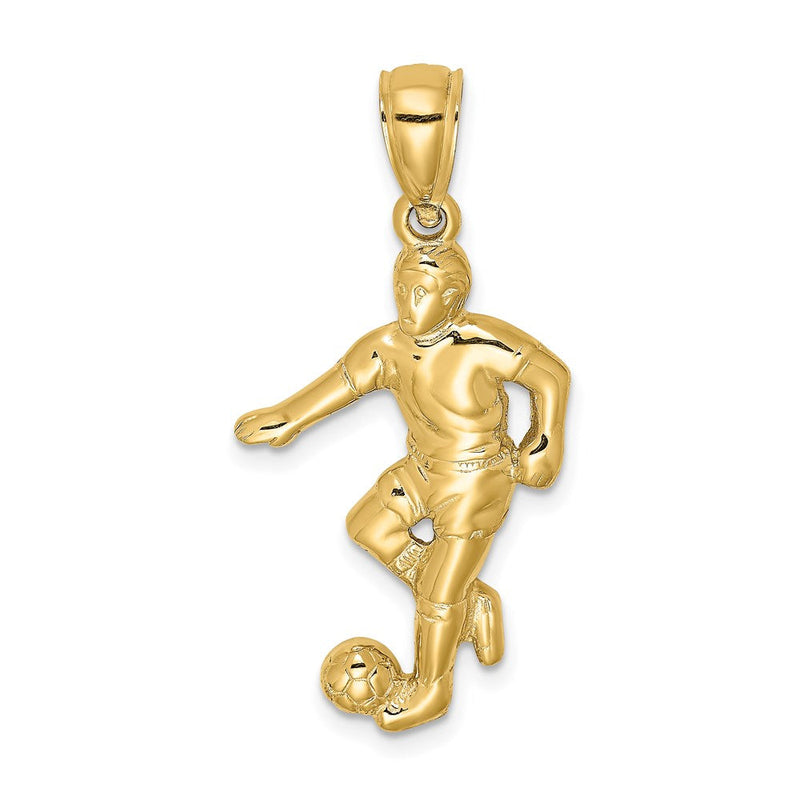 14K Gelbgold Charm Junge Fußballspieler mit Ball laufend