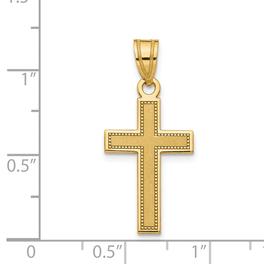 14K Gelbgold Klein Satiniert Kreuz Anhänger