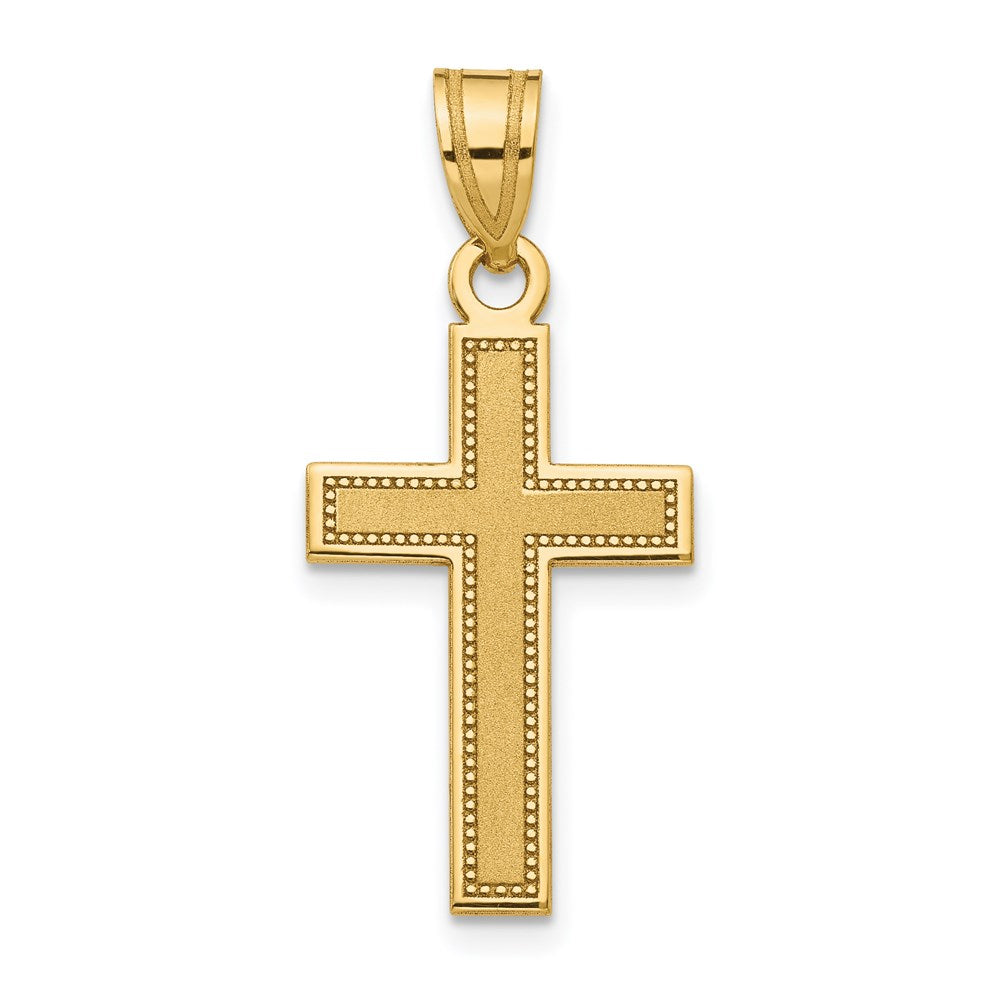 14K Gelbgold Klein Satiniert Kreuz Anhänger