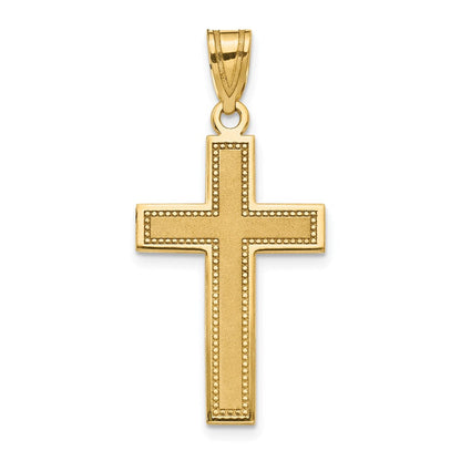 14K Gelbgold Mittel Satiniert Kreuz Anhänger