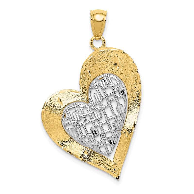 14K Bicolor Gold Polierter Herz-Anhänger