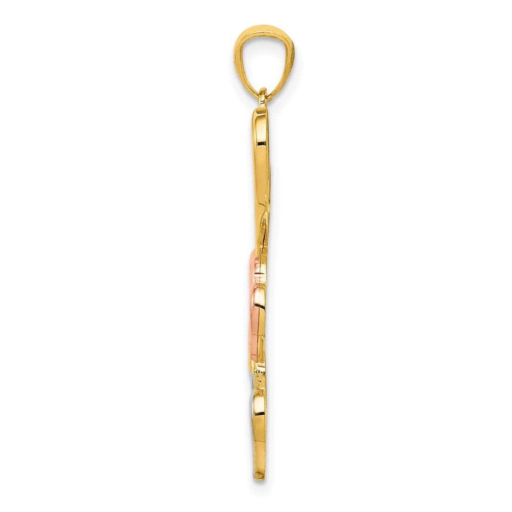 14K Anhänger aus Gelb- und Rhodiumgold mit Herzen aus Rosé- und Weißrhodium