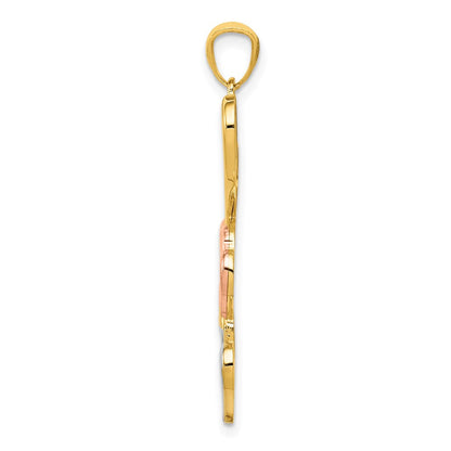 14K Anhänger aus Gelb- und Rhodiumgold mit Herzen aus Rosé- und Weißrhodium