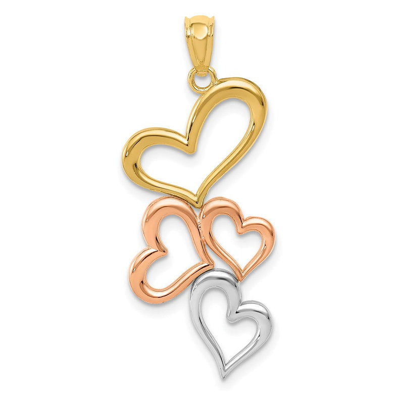 14K Anhänger aus Gelb- und Rhodiumgold mit Herzen aus Rosé- und Weißrhodium