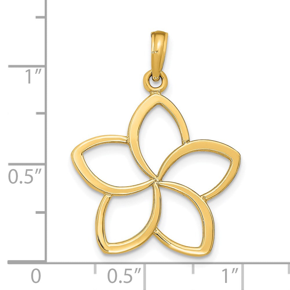 14K Gelbgold Anhänger mit Blume, poliert und durchbrochen gearbeitet