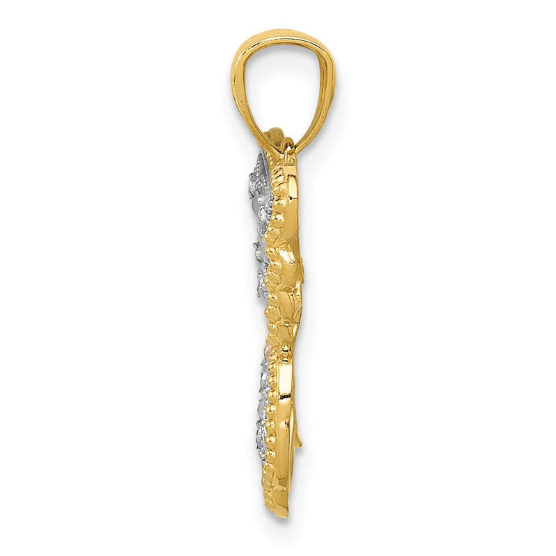 14K Gelb- und Rhodiumgold mit Weiß- und Rosé-Rhodium, diamantierter Schmetterlings-Anhänger