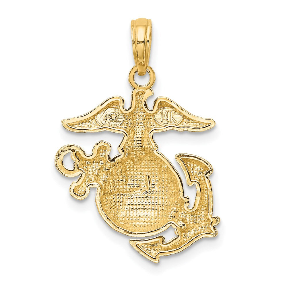 14 Karat Gelbgold Polierter / Texturierter US Army Marine Corps USMC Charm-Anhänger für Halskette