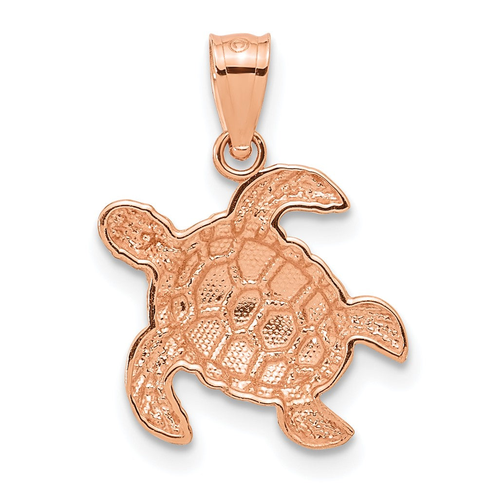 14K Roségold Diamantiert Schildkröte Anhänger