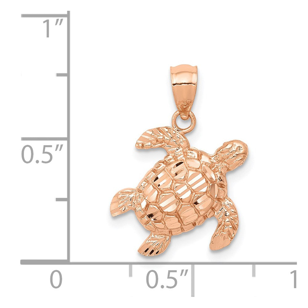 14K Roségold Diamantiert Schildkröte Anhänger
