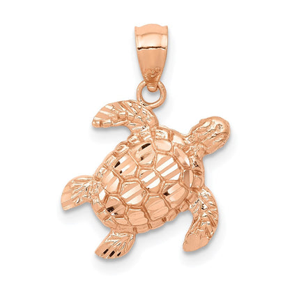 14K Roségold Diamantiert Schildkröte Anhänger