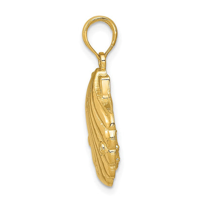 14K Gelbgold Anhänger Seepferdchen in einer Muschel