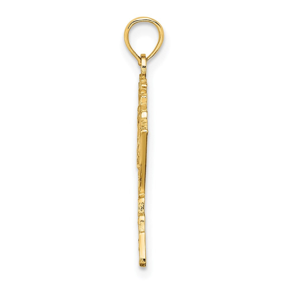 14K Gelbgold Poliert/textured Alaska Karte Charm