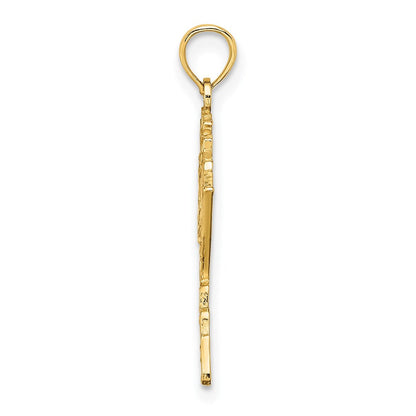 14K Gelbgold Poliert/textured Alaska Karte Charm