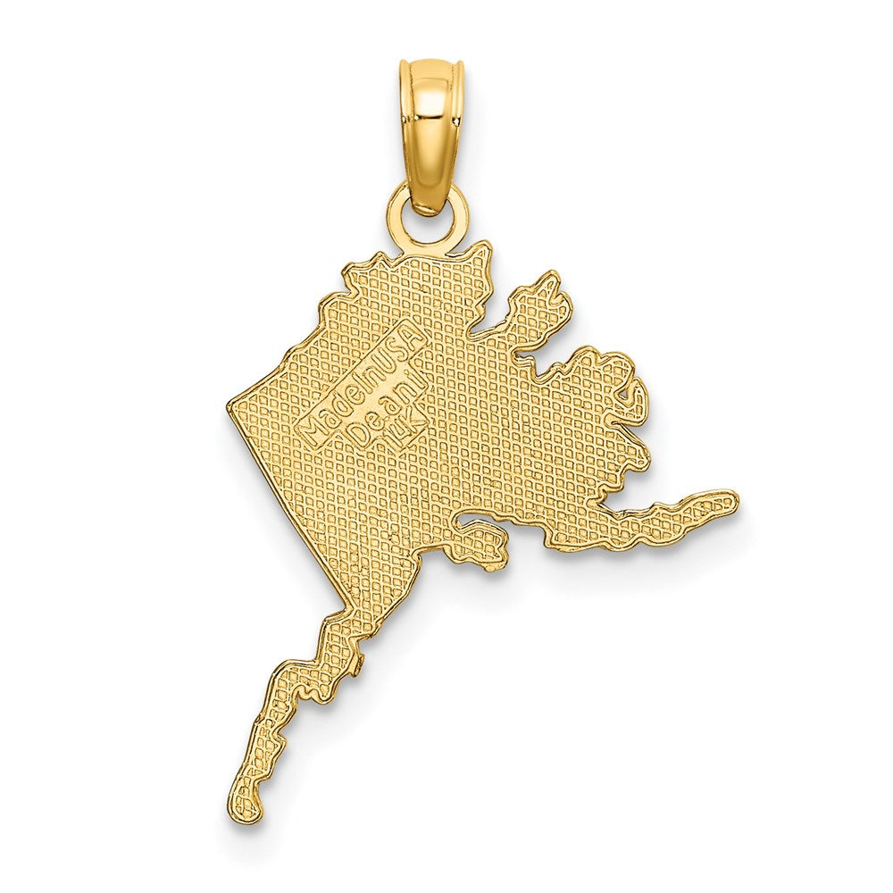 14K Gelbgold Poliert/textured Alaska Karte Charm