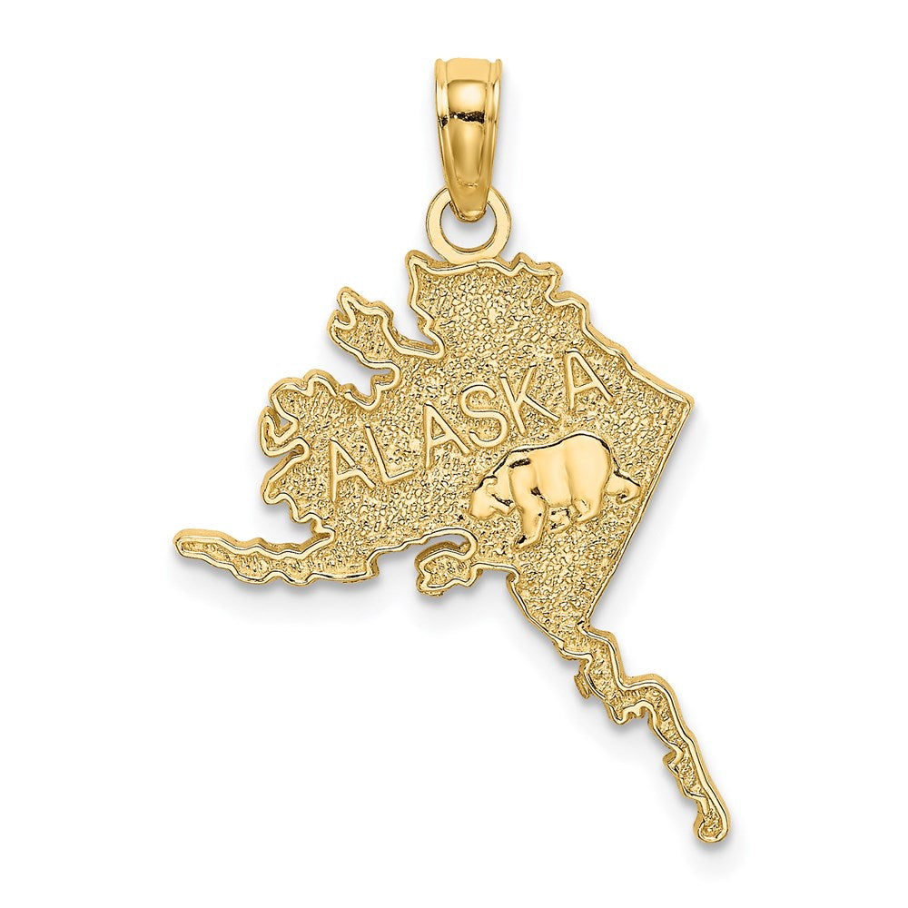 14K Gelbgold Poliert/textured Alaska Karte Charm