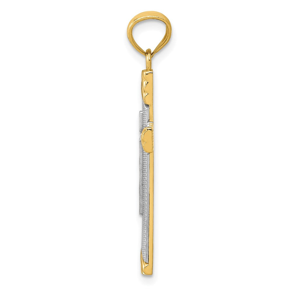 Kreuzanhänger aus 14K Gelb- und Rhodiumgold mit Rhodium