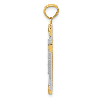 Kreuzanhänger aus 14K Gelb- und Rhodiumgold mit Rhodium