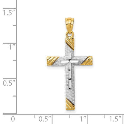 Kreuzanhänger aus 14K Gelb- und Rhodiumgold mit Rhodium