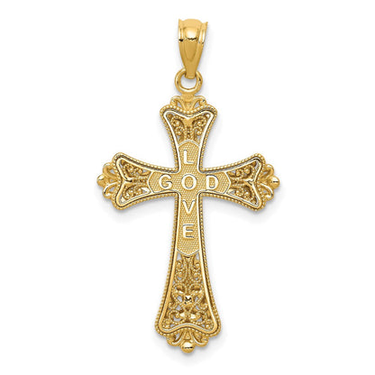 14K Gelb- & Rhodiumgold wendbarer Kreuzanhänger mit Rhodium