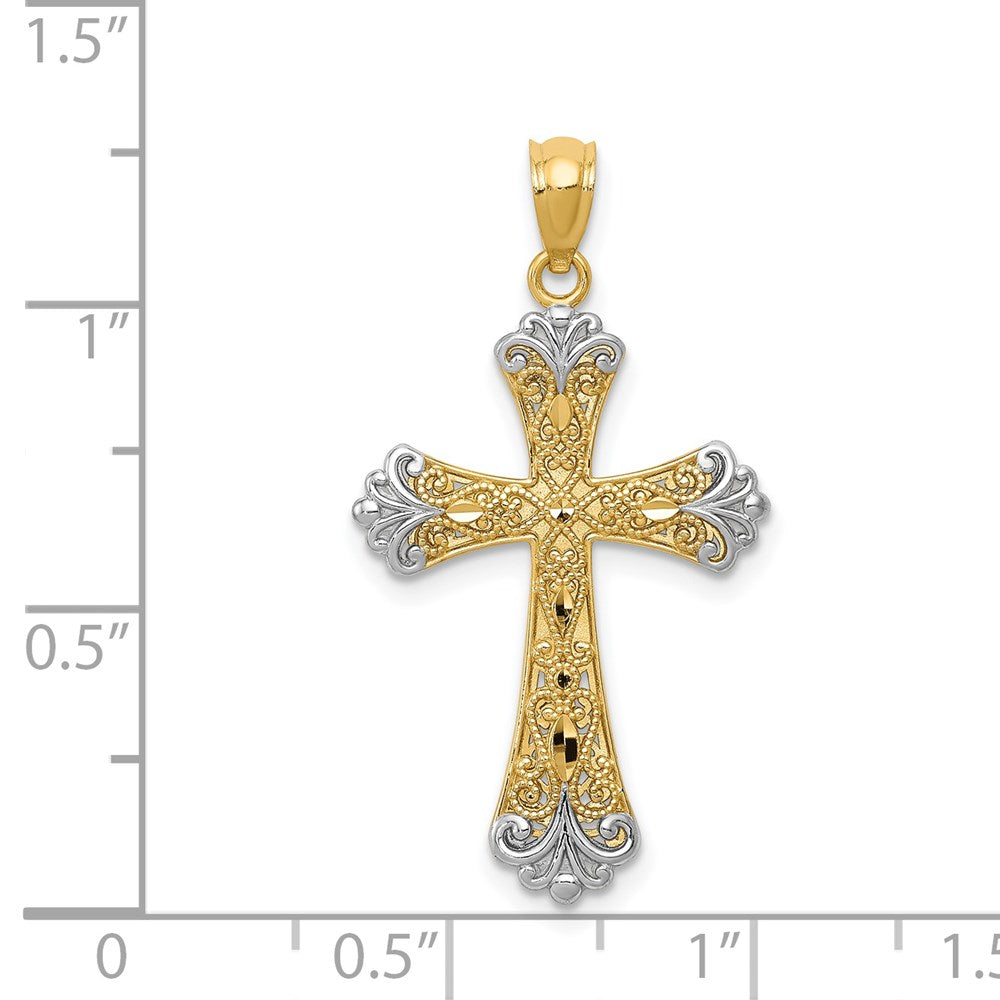 14K Gelb- & Rhodiumgold wendbarer Kreuzanhänger mit Rhodium