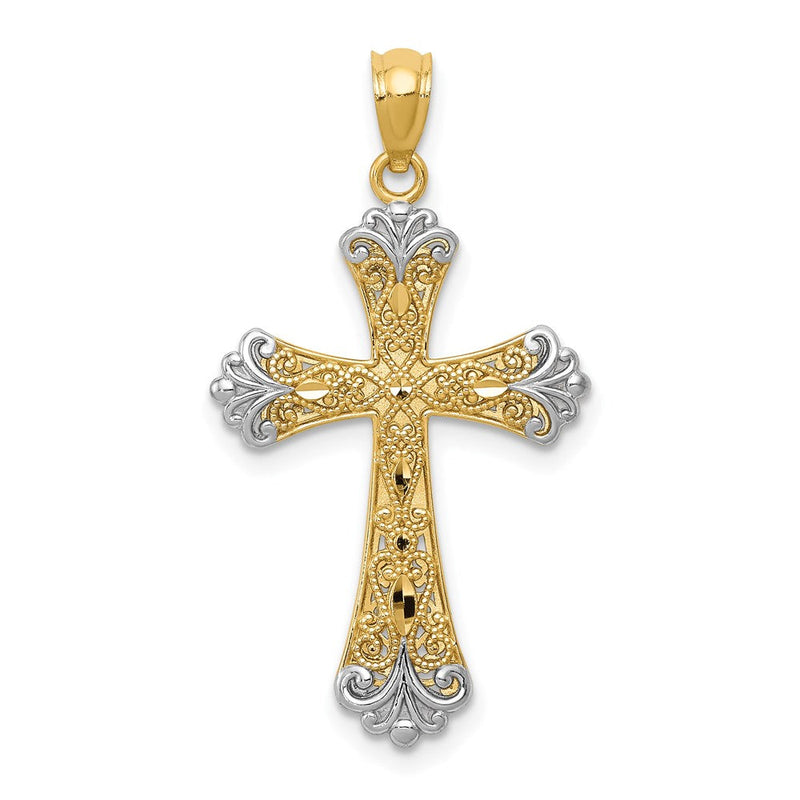 14K Gelb- & Rhodiumgold wendbarer Kreuzanhänger mit Rhodium