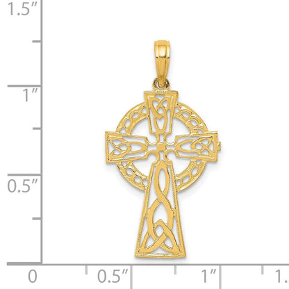 14K Gelbgold Poliert Keltisch Kreuz Anhänger