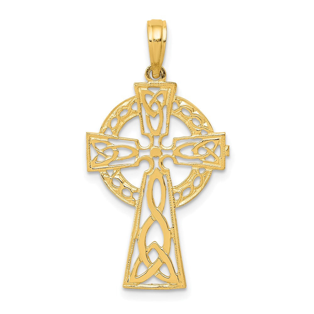 14K Gelbgold Poliert Keltisch Kreuz Anhänger