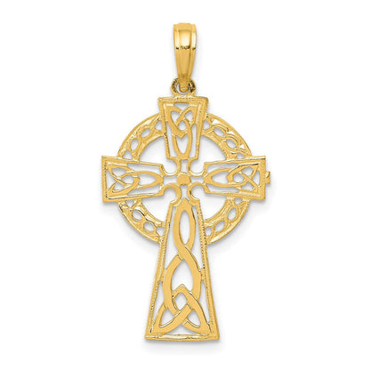 14K Gelbgold Poliert Keltisch Kreuz Anhänger