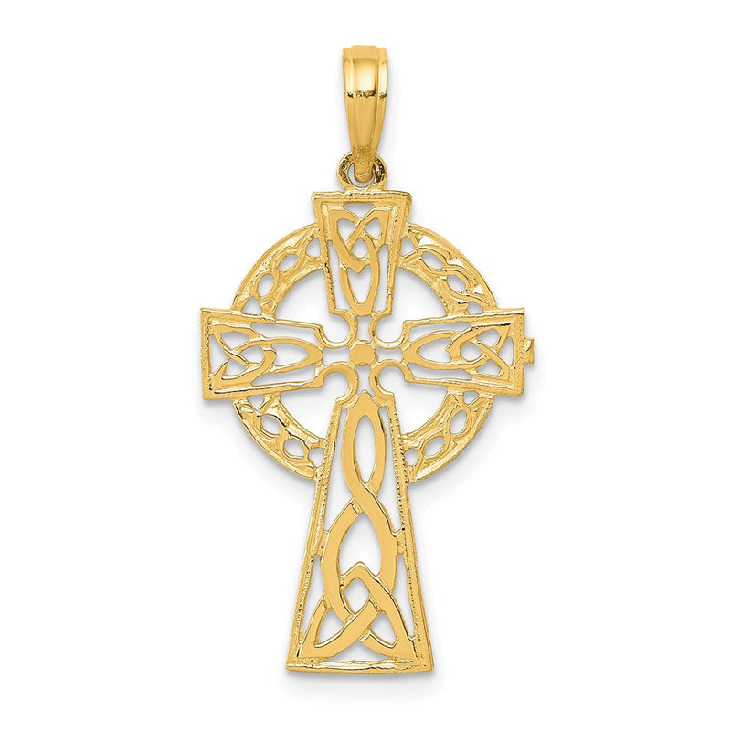 14K Gelbgold Poliert Keltisch Kreuz Anhänger