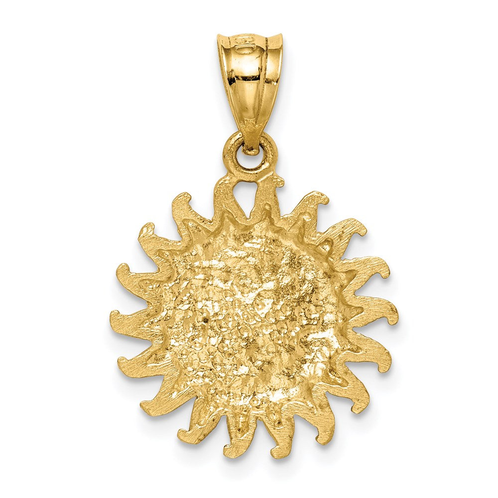 14K Gelb- und Rhodiumgold Sonne-und-Mond-Anhänger mit gebürstetem Weißrhodium