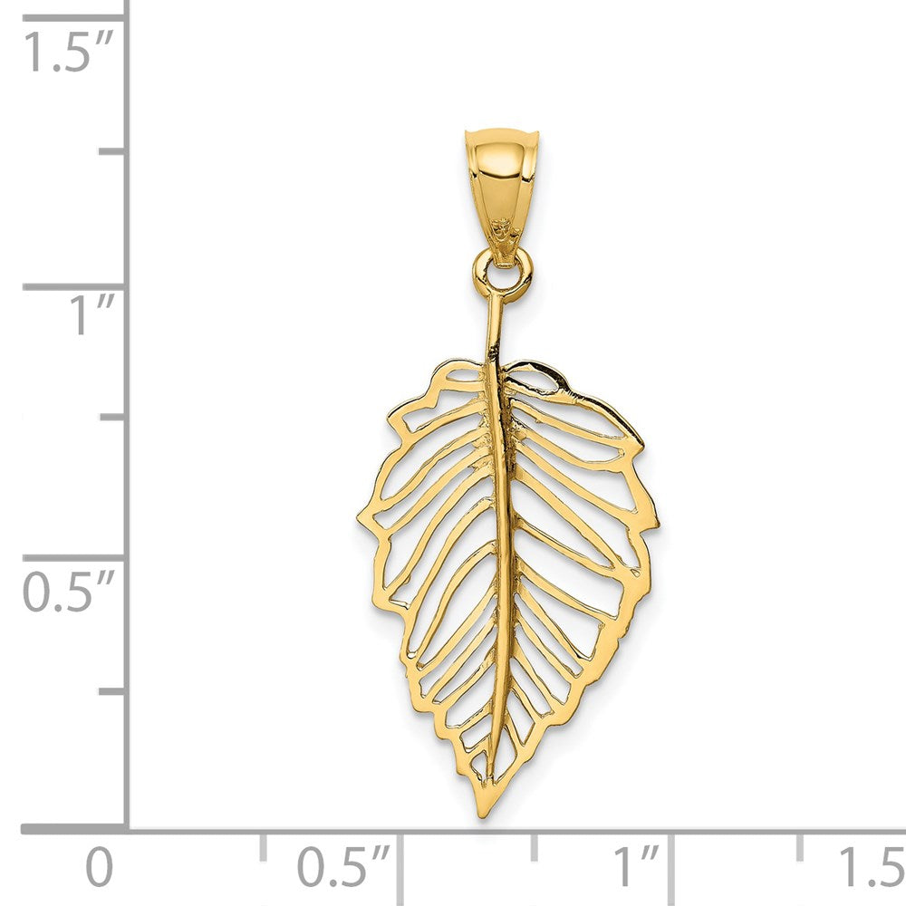 14K Gelbgold Poliert Blatt Anhänger