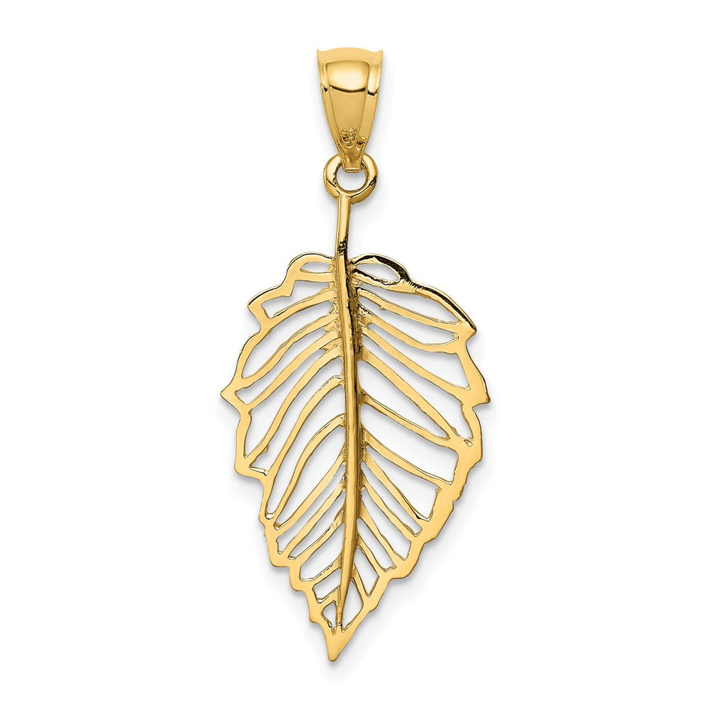 14K Gelbgold Poliert Blatt Anhänger